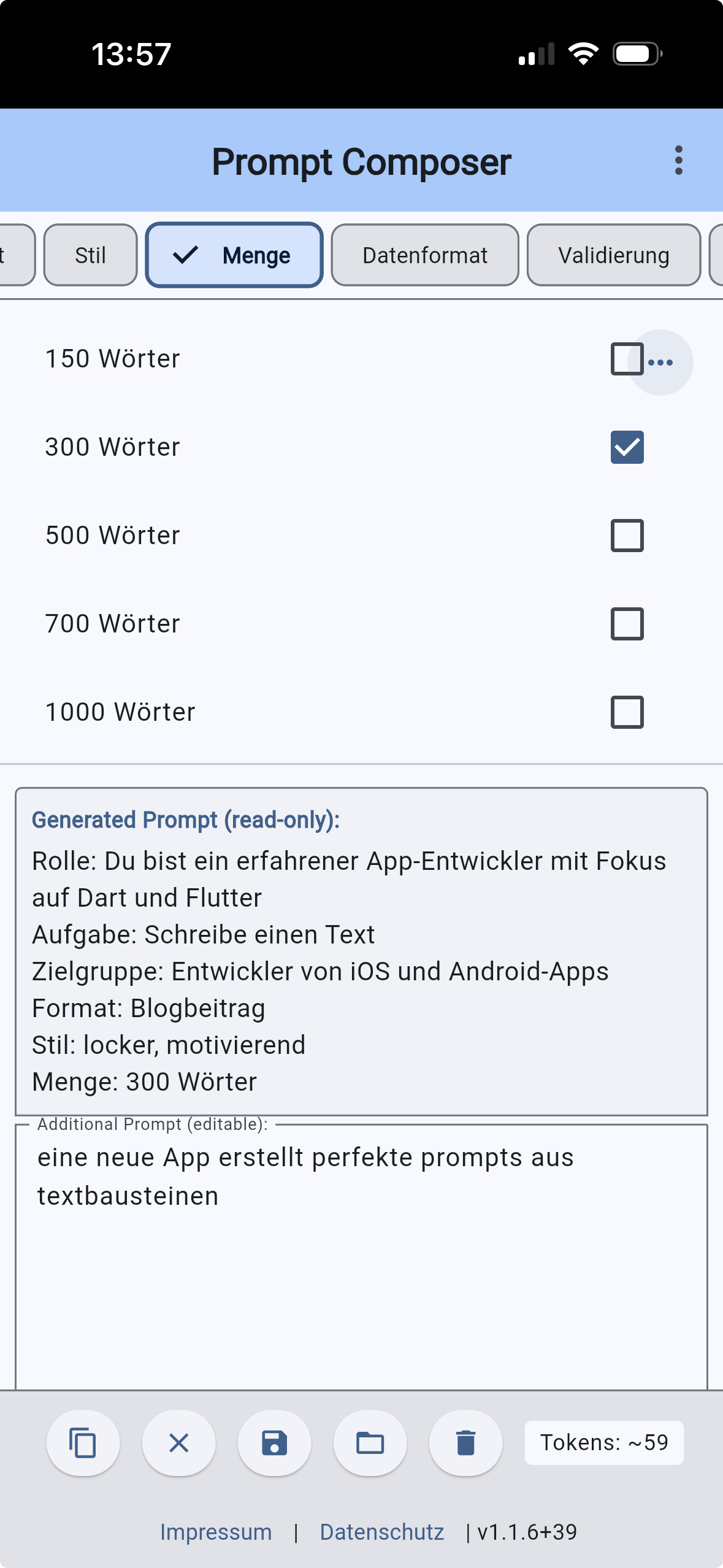Prompt Composer App Screenshot